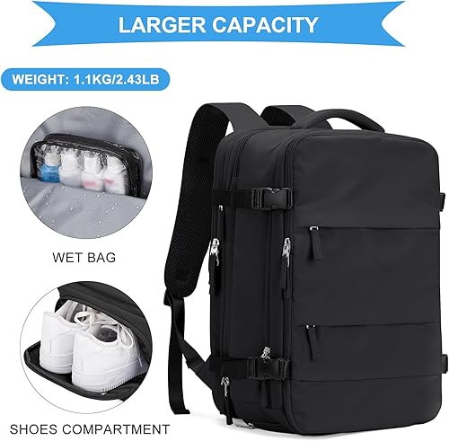 Miniatura 299 de coowoz Mochila de viaje grande para mujeres y hombres,Mochila de transporte,Mochila de senderismo impermeable para deportes al aire libre, Azul, 45