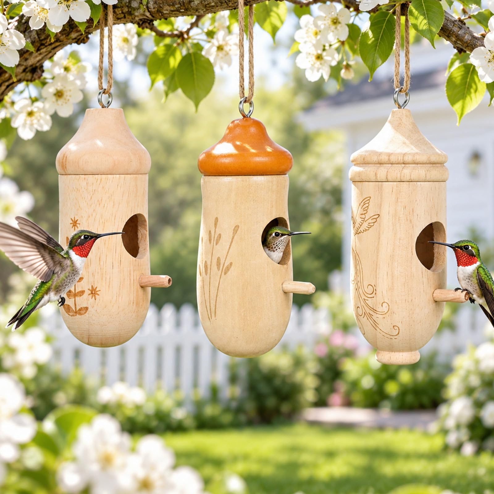 6 Stück Hängendes Kolibrihaus, für Garten und Terrasse