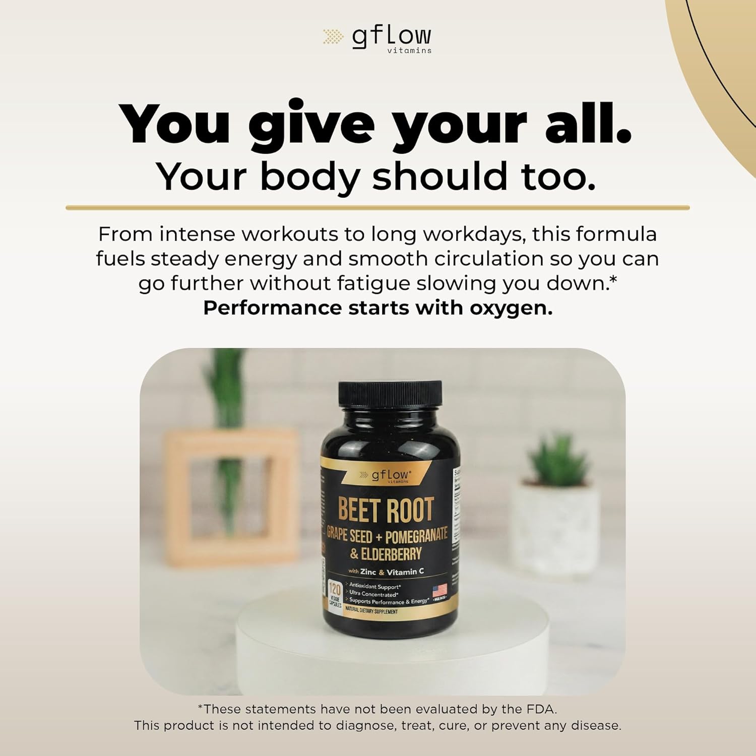 gflow vitamins Beet Root Capsules Extract - High Concentrated Formula, Elderberry with Vitamin C, Zinc, Pomegranate, Grape Seed, Nitric Oxide Supplement - Non-GMO, USA Made - 2 Months Supply