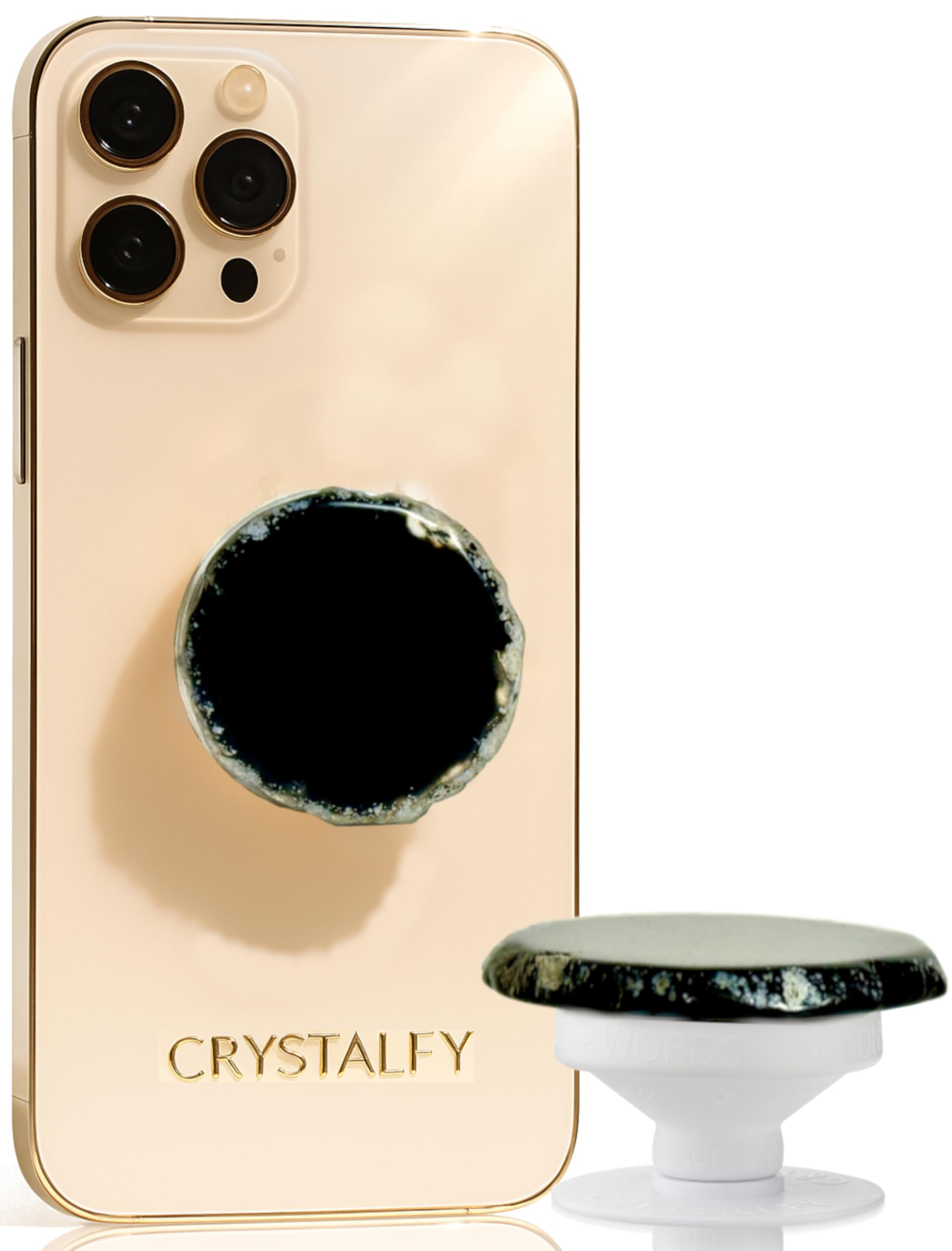 Amazon.com: Grips by CRYSTALFY Black Brown Agate Round Shape
