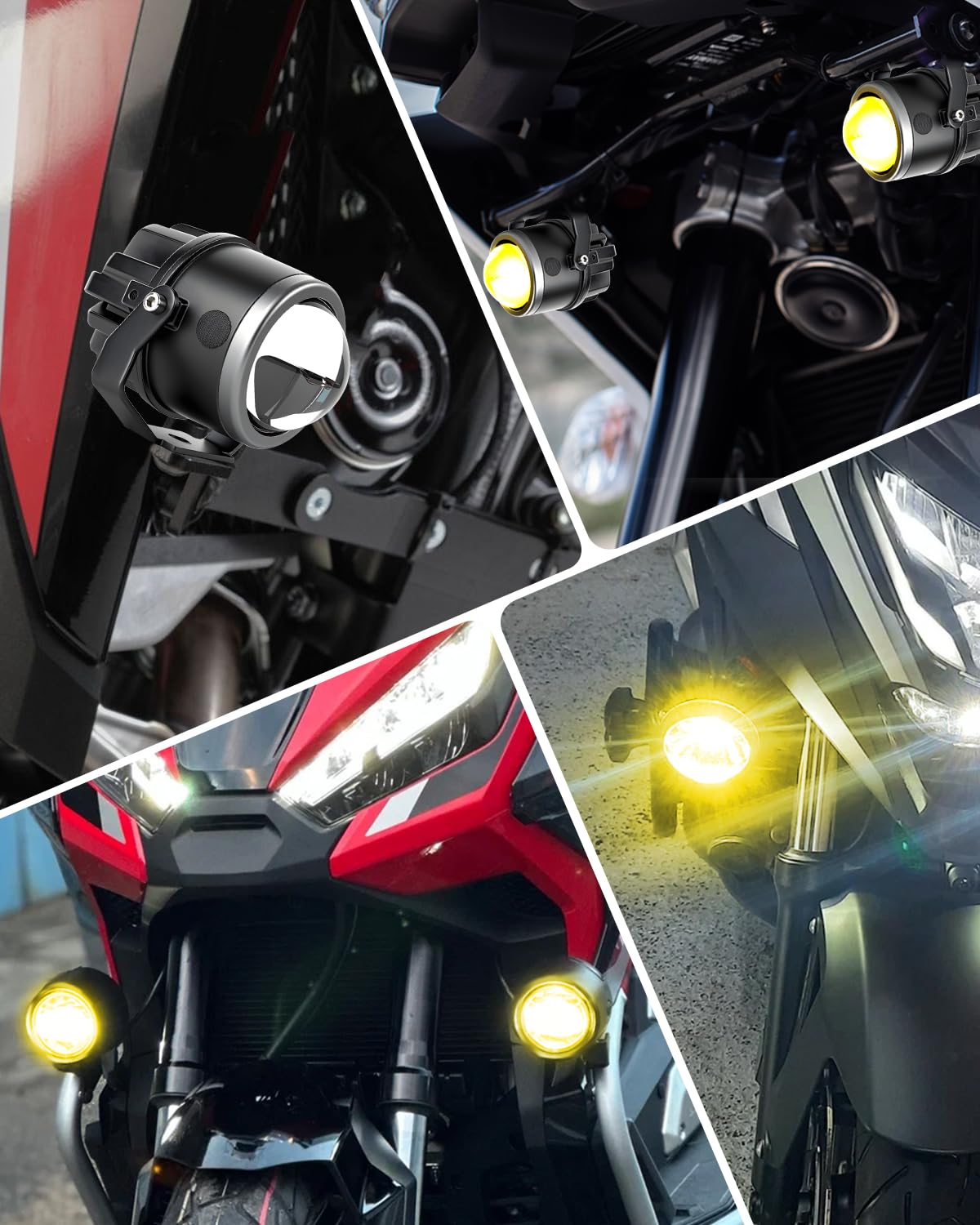 CO LIGHT Feux Additionnels Moto LED 90W 30000LM Gen 3 Faisceau Longue Portée Blanc Ambre Modes Stroboscope Sécurité Nuit Pluie Route IP68 Résistant aux Chocs Installation Facile Kit 2 Pièces