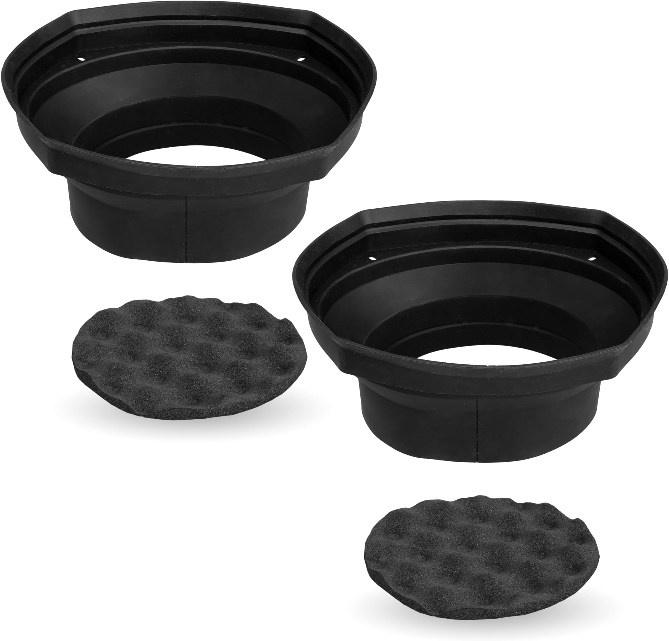 NVX XBAF69 2 Piece Universal 6x9” Silicone Rubber Speaker Baffles with Self Adhesive Foam Base Pad