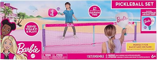 Miniatura 7 de Barbie Juego de pickleball para niños, incluye 2 paletas, 1 pelota y red, juego de pickleball portátil para exterioresinteriores para niñas, patio