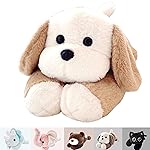 uoozii 20 | 4 Pounds Light Brown Dog Weighted Stuffed Animals with Unscented Microwavable Heating Pad, Cute Coolable Heatable Weighted Plush Warm Gift for Kids & Adults