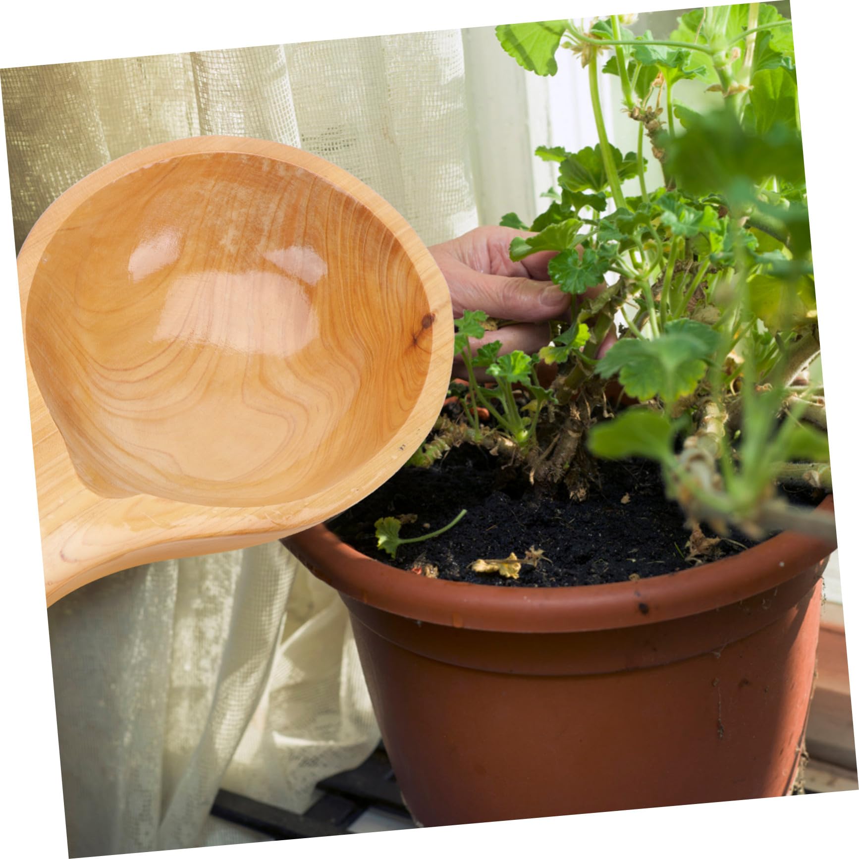 Louche à Arroser en Bois Massif 28 Cm, Cuillère en Bois Naturel, Capacité Grosse, Résistante et Polyvalente, pour Jardinage et Usage Domestique, Louche Cuisine