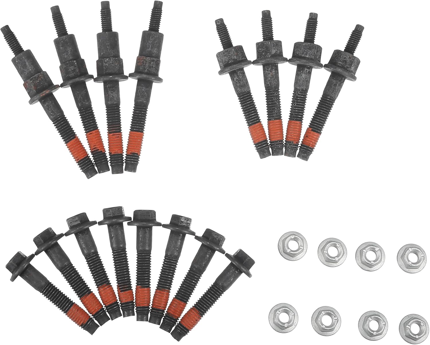 Engine Exhaust Manifold Stud Bolt Nut Kit No.6505316AA/6504331 Exhaust Manifold Bolt Hardware Kit for Dodge for Ram 1500 4.7L V8 2002-2008 for Jeep Grand Cherokee Black (Set of 24)