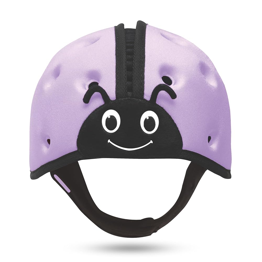 SafeheadBABY Soft Baby Head Protector Helmet for Crawling and Walking 7-24 Months - Ultra-Lightweight & Breathable Infant Safety Helmet That Grows with Your Baby (Circ. 40-52 cm) - Ladybird Purple