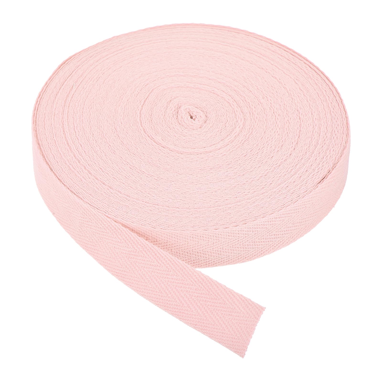 PATIKIL Cotton Twill Tape 20mm(3/4") 25 Yards Cotton Ribbon Bias Binding Tape Herringbone Webbing Trim for Sewing Gift Wrapping Craft DIY Pink White