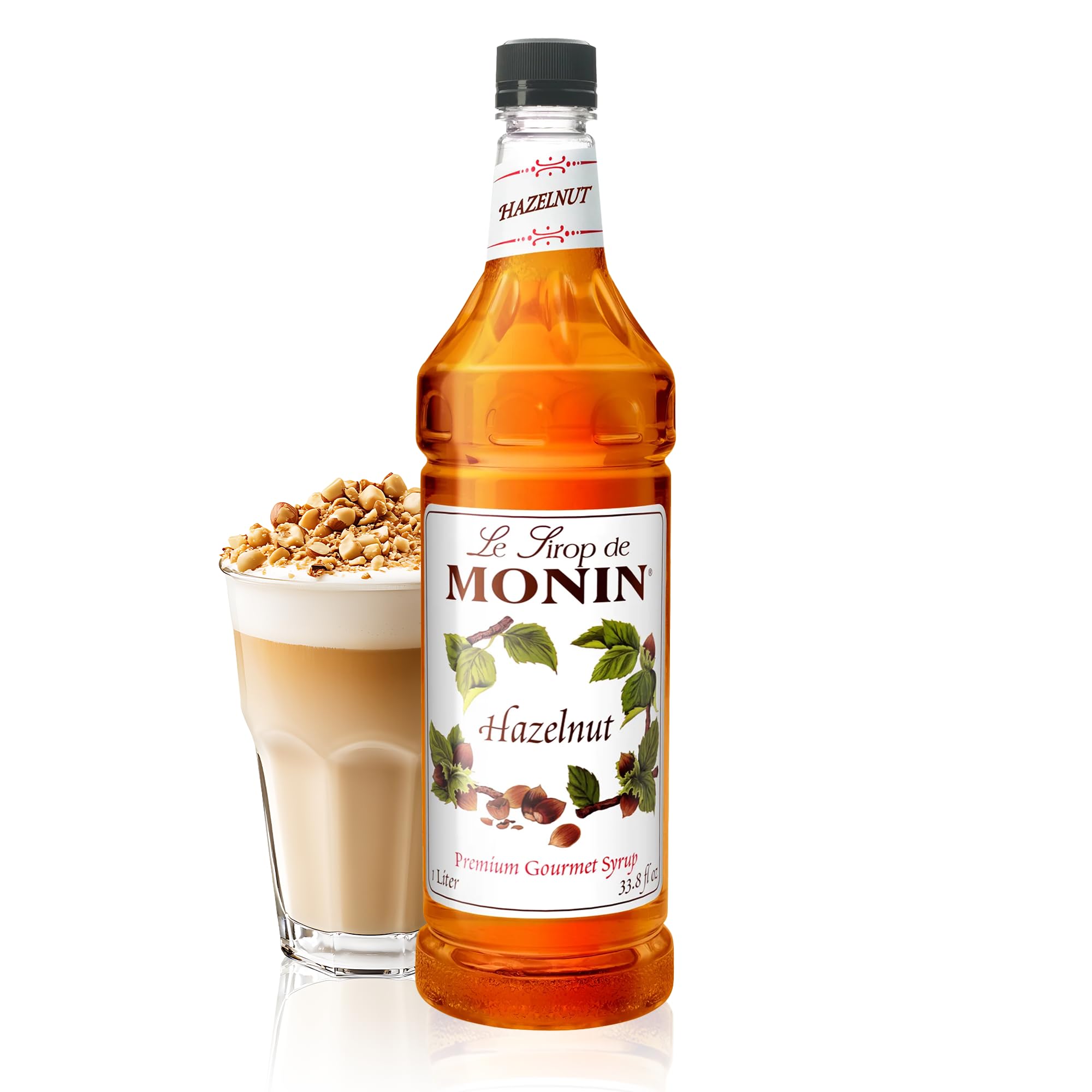 Monin Flavored Syrup, Hazelnut, 33.8-Ounce Plastic Bottle 1 Liter