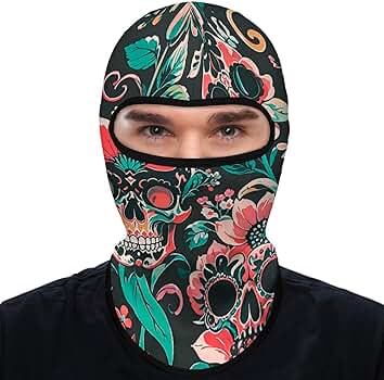 Balaclava Face Mask Ski Mask Black Floral Skull Head Mask Full