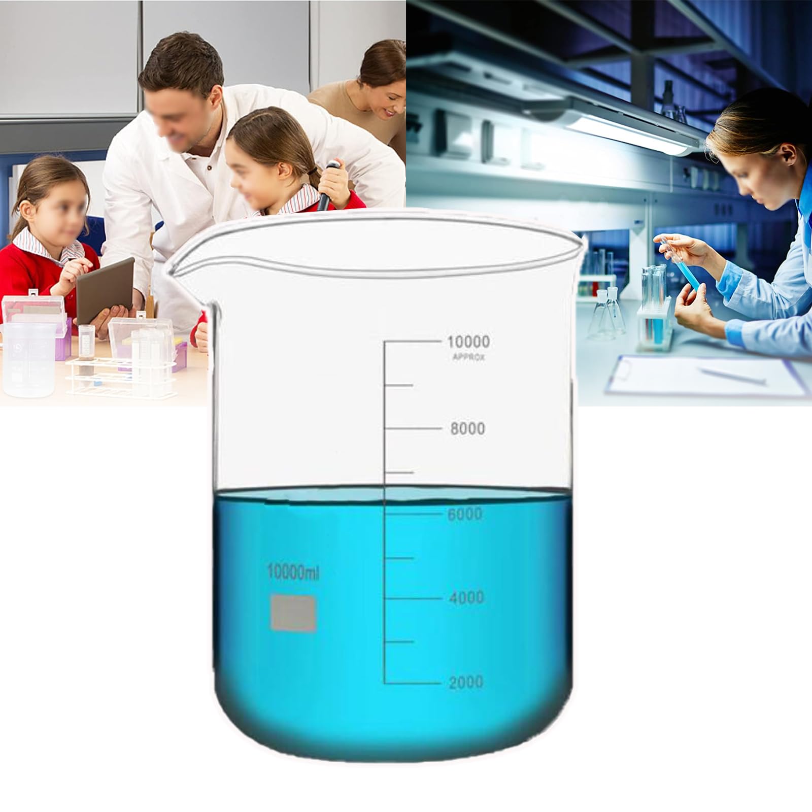 Vaso medidor de vidrio de 800 ml, graduado, resistente al calor, parte inferior plana, fácil de verter, ideal para experimentos e investigaciones