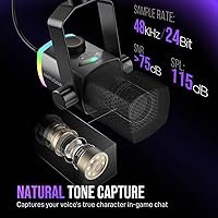 Vista 2 de Kit de micrófono de juego FIFINE, micrófono dinámico XLR/USB para PC con brazo articulado para grabación de podcast, juego de micrófono RGB