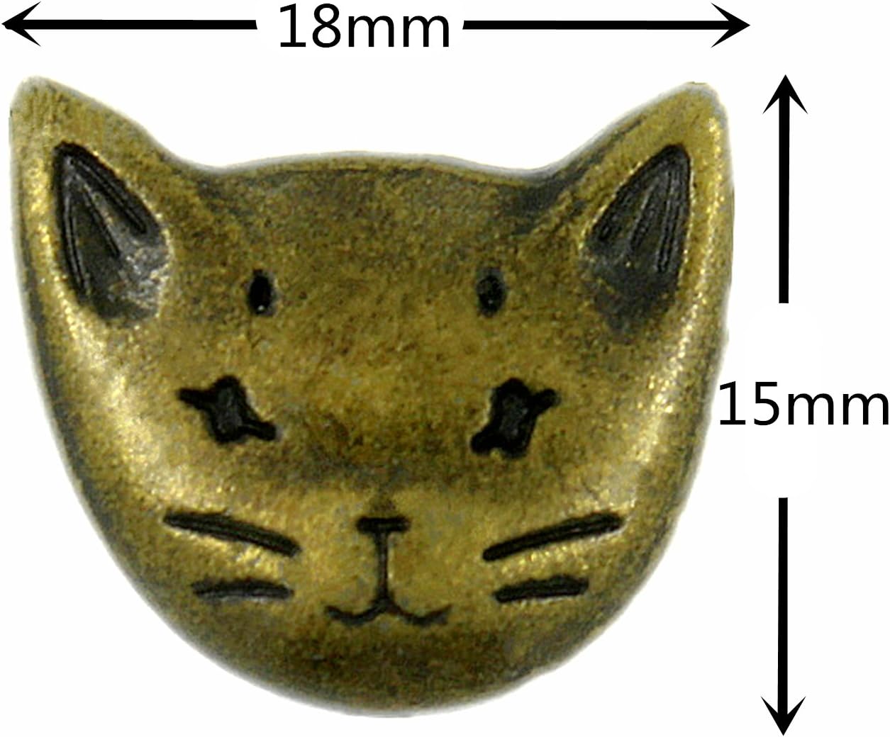 Bezelry 12 Pieces Cute Cat Metal Shank Buttons 18mm (Antique Brass)