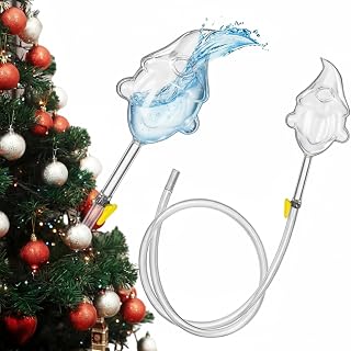 Bokon Santa Shape Christmas Watering System Kit, Glass Christmas Tree Watering Funnel with 5 ft Plastic Flexible Hose, Clamps & Nylon Cable Ties, Long Funnel Waterer for Indoor Outdoor Plants Trees