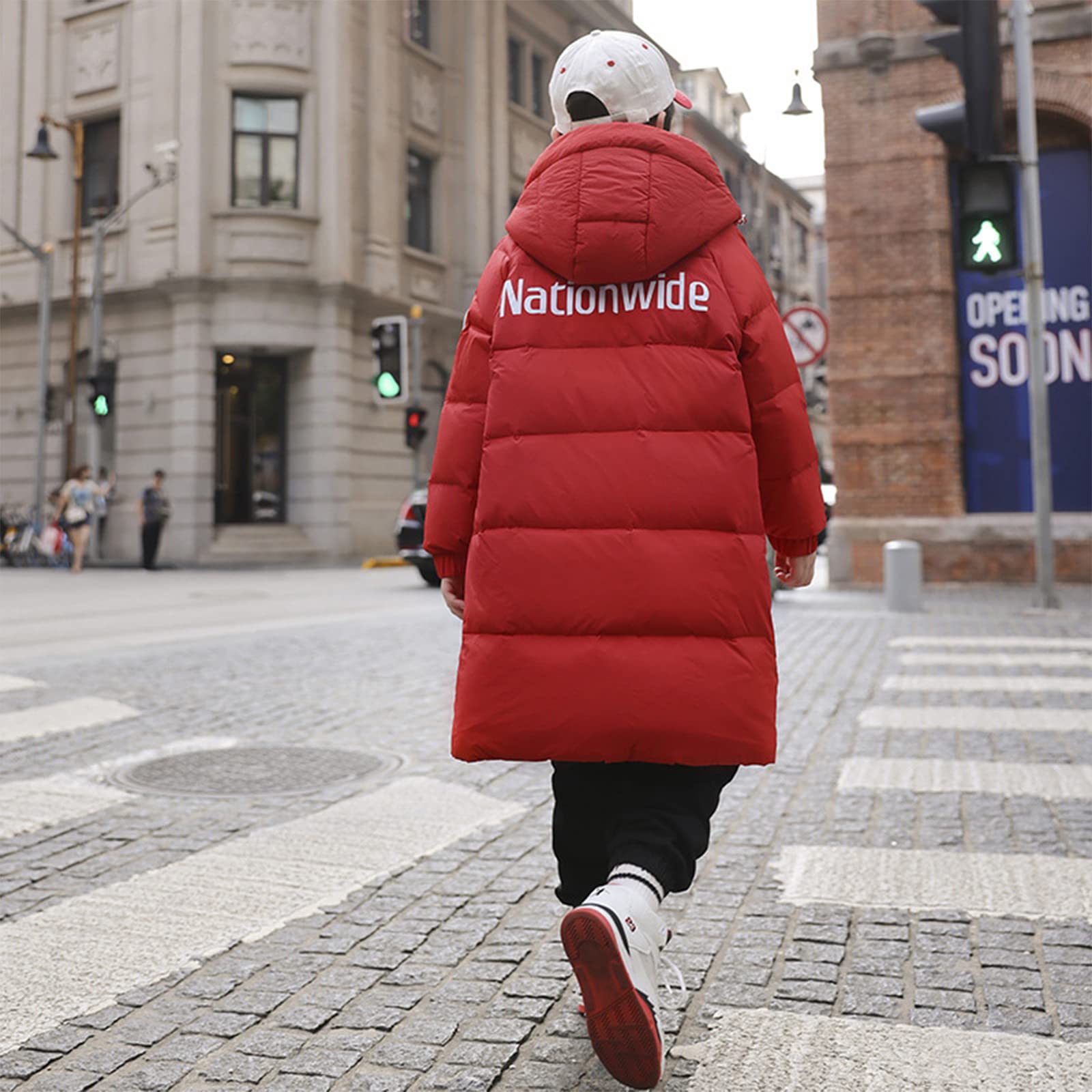 Abbigliamento per Bambini Piumino D'Anatra Bianco Ragazzi e Ragazze Vestiti Invernali Addensato Giacca Calda Anti-Freddo Antivento Grande Tasca,Green,9T(150CM)