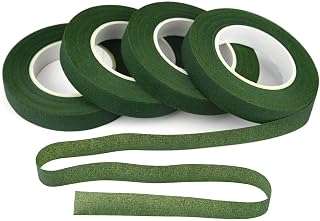 Dolaso 4 rollos de cinta de floristería de 12 mm de ancho, color verde oscuro, cinta de ramo de flores para envolver tallos de ramo y manualidades, 30 yardas/rollo