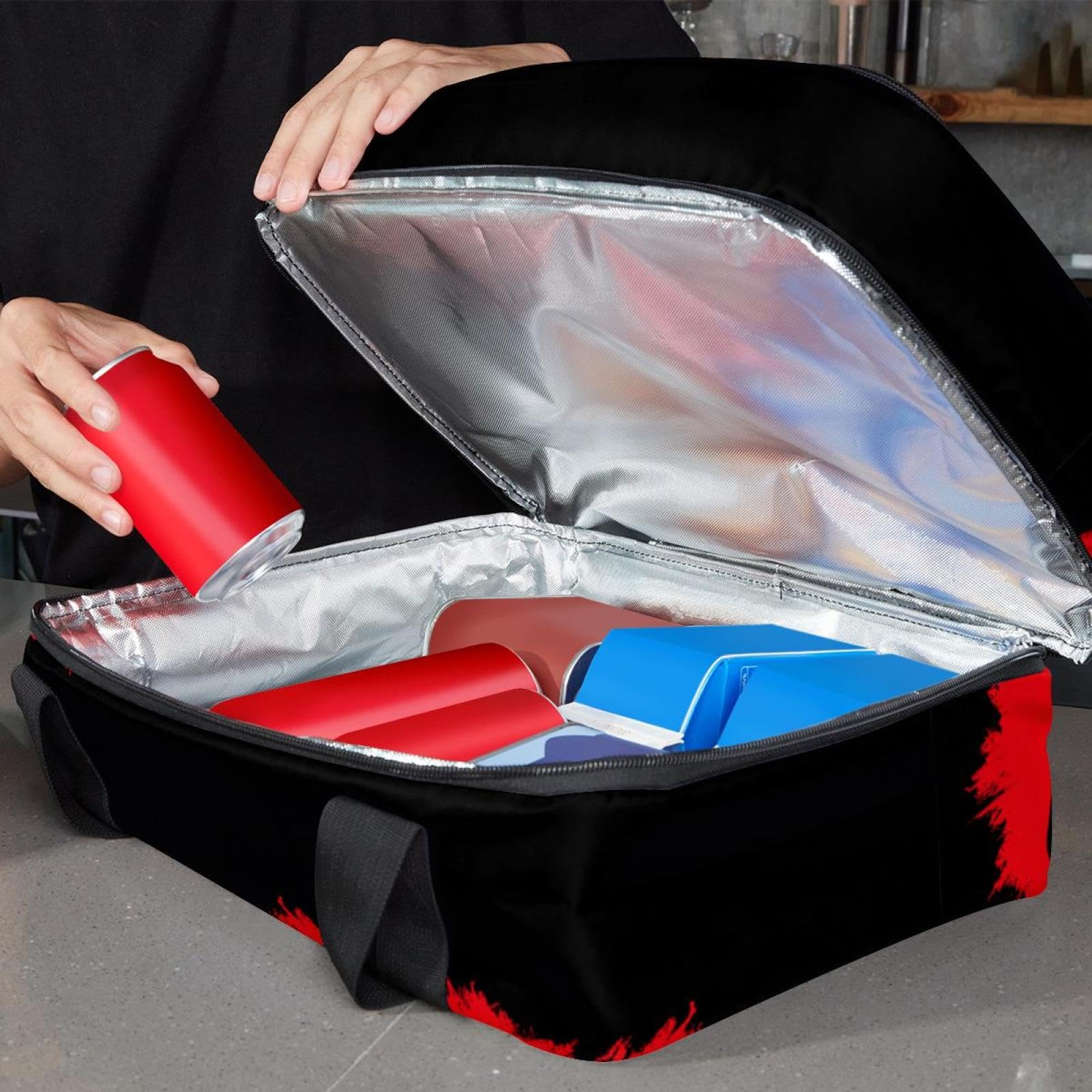 Grand sac à déjeuner isotherme pour homme et femme, double couche, étanche, étanche, réutilisable, sac fourre-tout pour le travail, l'école, le pique-nique, la plage, le camping, les voyages, motif