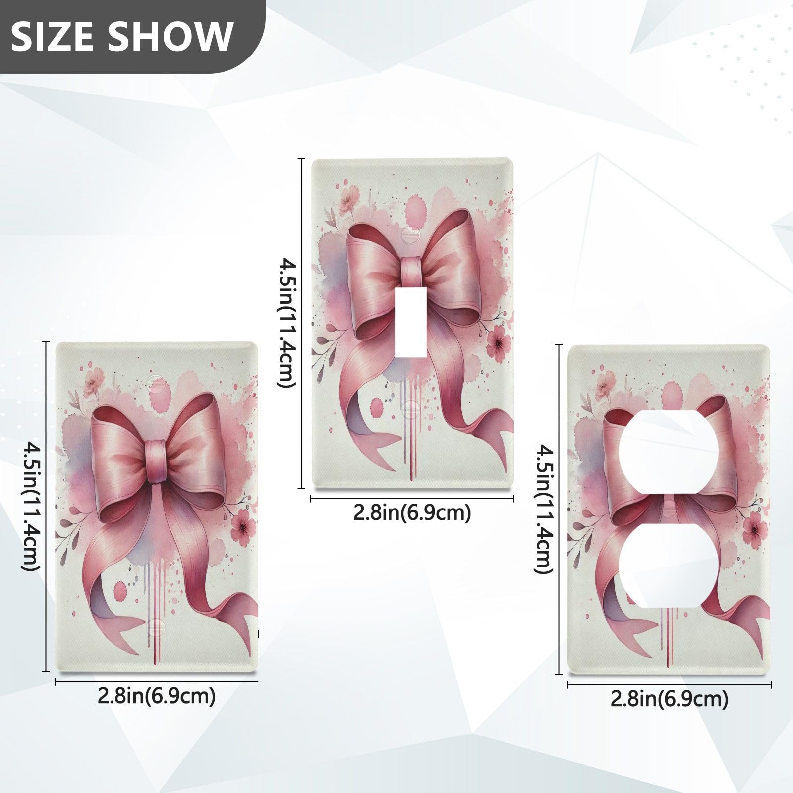 Floral Bow Watercolor Light Switch Cover Decorative Receptacle Outlet Wall Plate Guard Plastic Outlet Covers for Living Room Home Decor Kitchen (Duplex Outlets Cover)