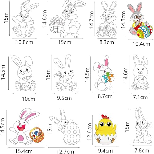 Miniatura 7 de LETRAN Paquete de 48 manualidades de Pascua para niños kit de manualidades de conejo de Pascua haz tu propio kit de conejito para niños manualidades