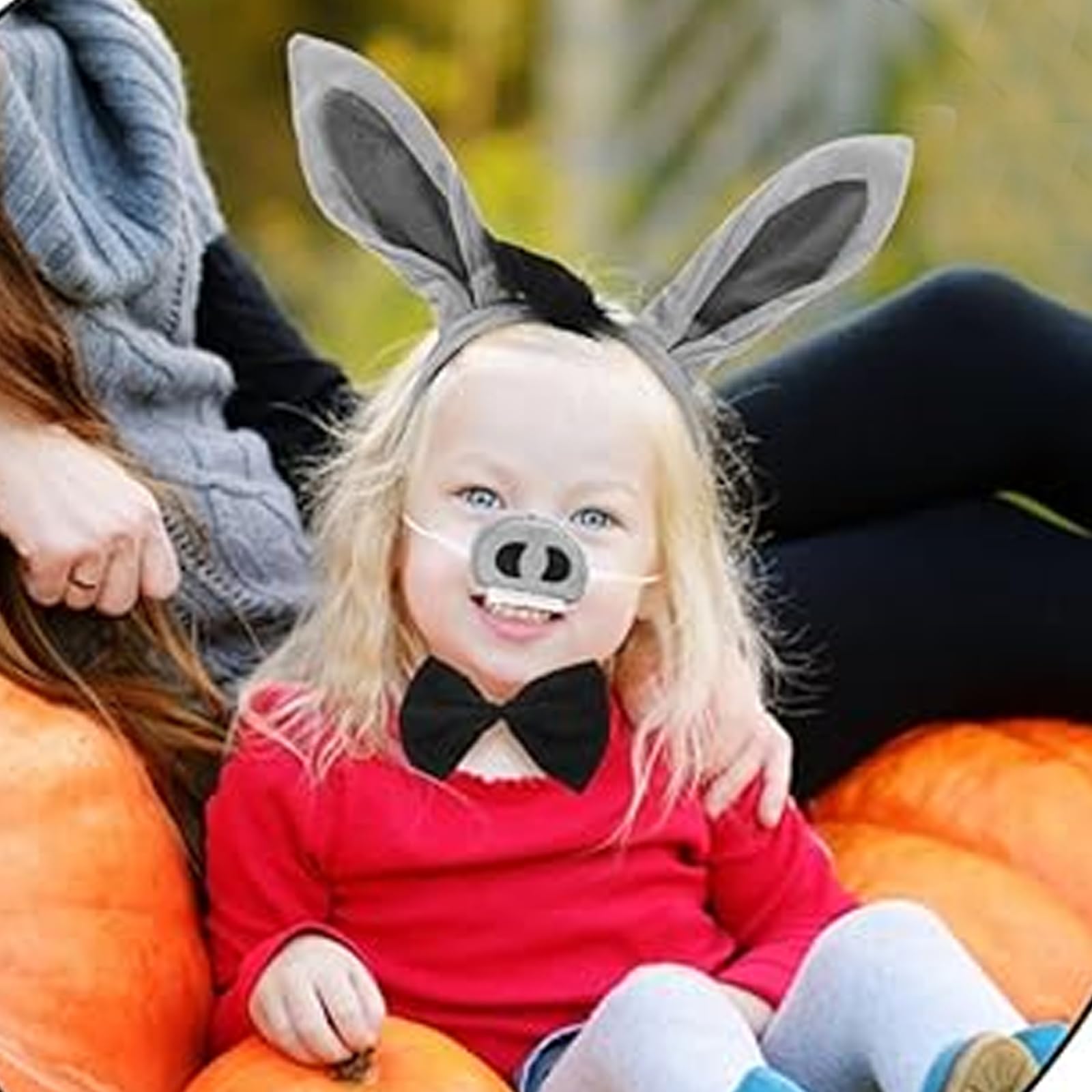 GWAWG Donkey Costume Accessory Set Donkey Ears Headband Tail Nose Bow Tie Animal Costume Fancy Dress for Carnival Halloween Daily Cosplay Parties - Image 4