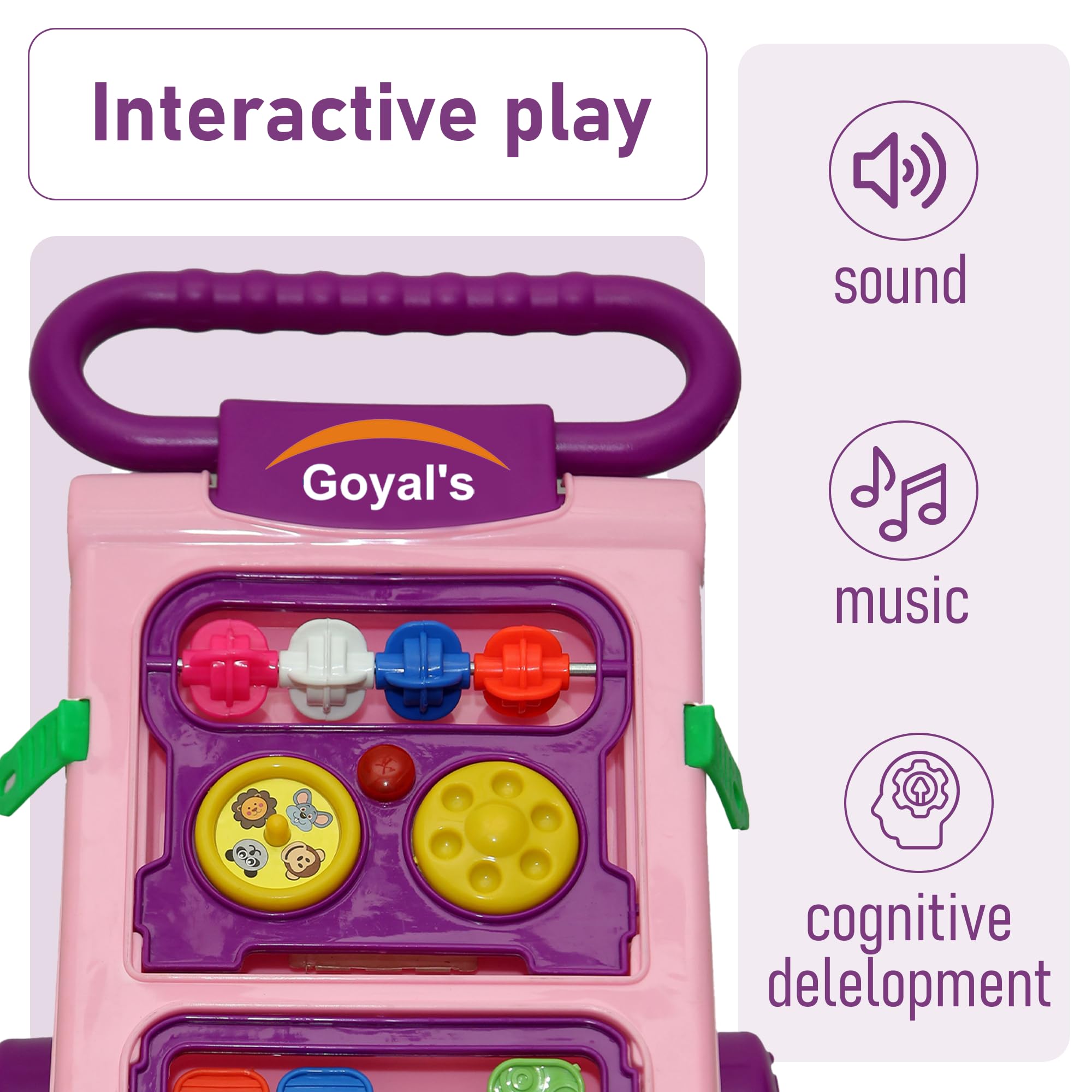 Goyal's Baby Activity Walker - Toddler Learning Toys Push Walker for 6 Months -15 Months (Pink) - Image 6 thumbnail