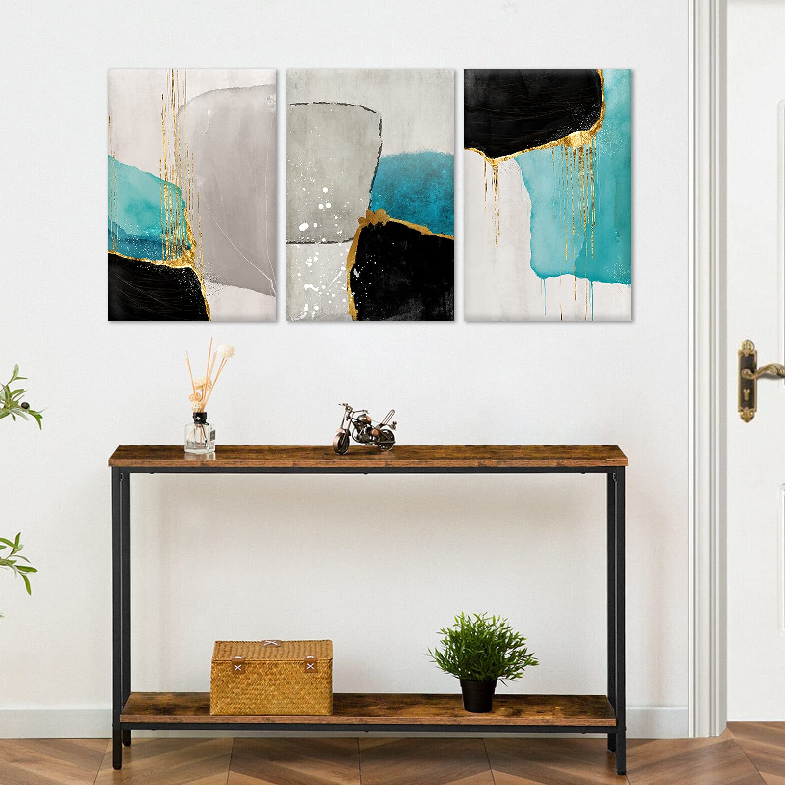 アート　3枚set カナダのアート MYnaicee Abstract Canvas Wall Art 3 Piece Blue Turquoise Decor