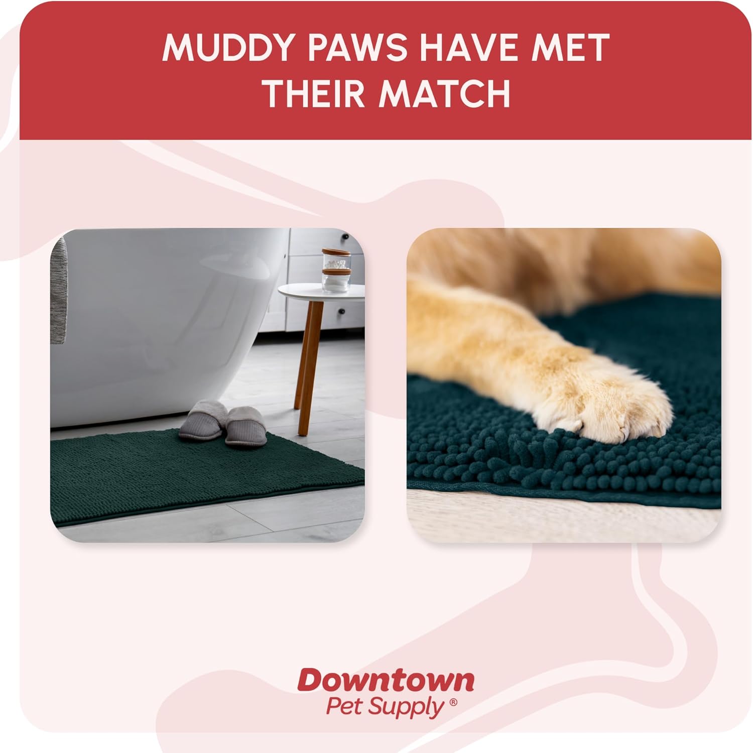 My Doggy Place Dog Mud Mat, 36" x 26" Teal – Thick Microfiber Entry Rug for Snow, Mud & Salt – Absorbent, Quick-Dry, Washer-Safe & Non-Slip, Large