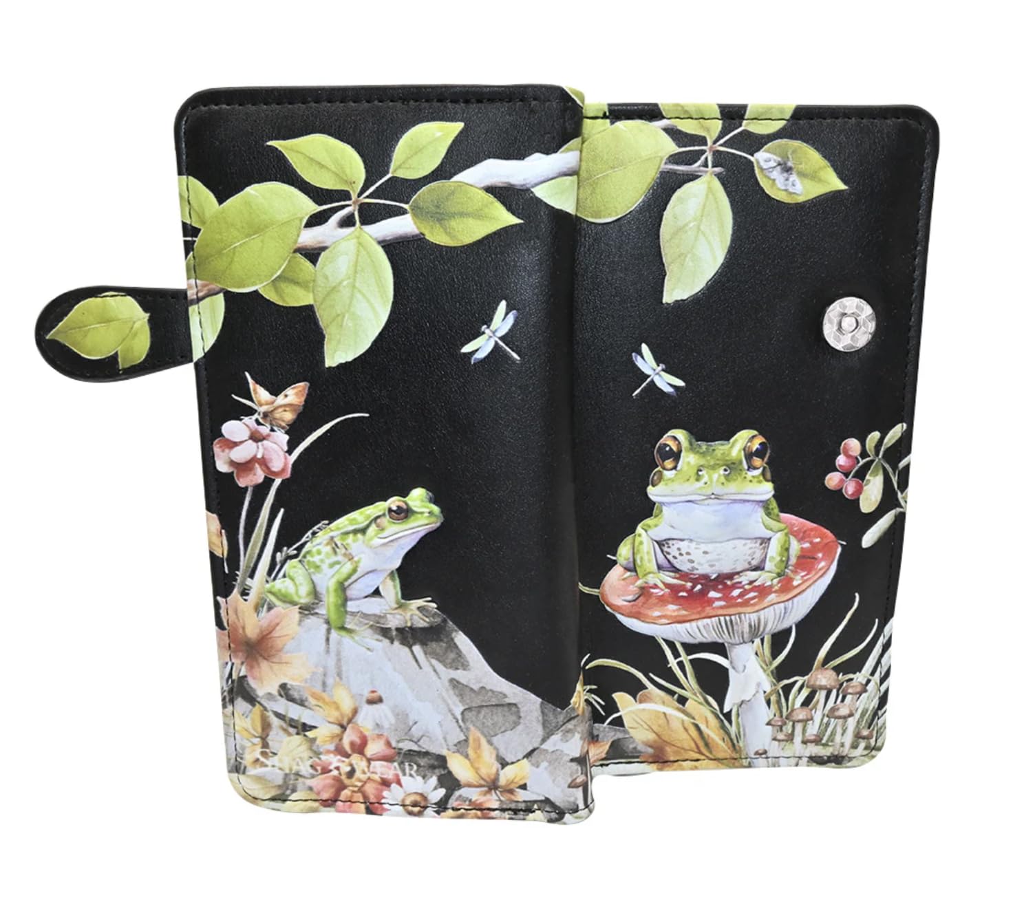Shag Wear Frog Forest Large Animal Wallet 7" Black