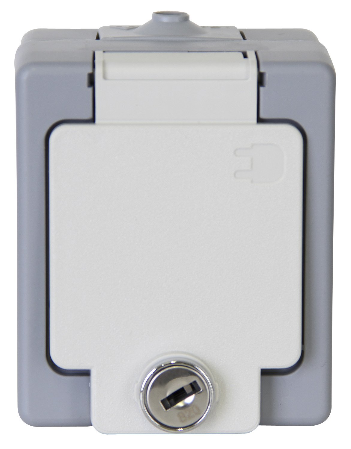 Prise de terre simple saillie pièce humide Kopp 105648002 avec serrure et clapet