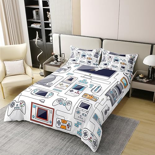 Miniatura 2 de Erosebridal - Juegos de ropa de cama Gamer 100% algodón para niños, juego de funda de edredón tamaño queen con estampado de videojuegos, diseño de
