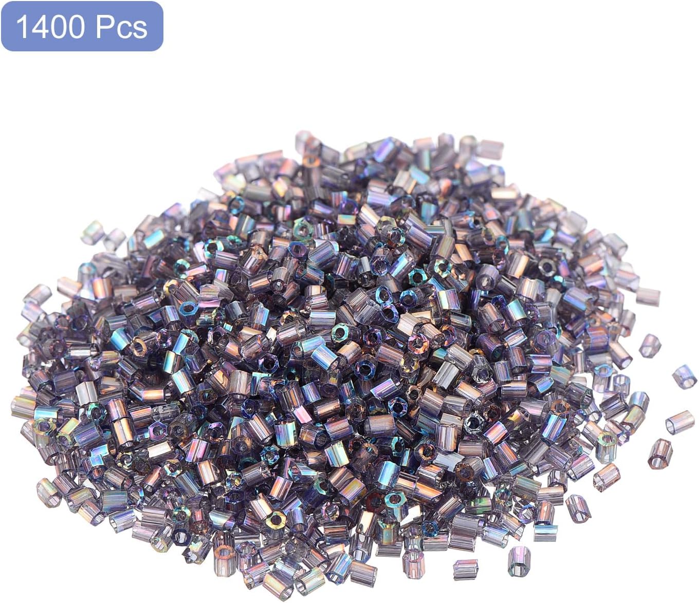 uxcell Glass Bugle Beads,1.9x1.5mm Bean Purple 1400Pcs image 3