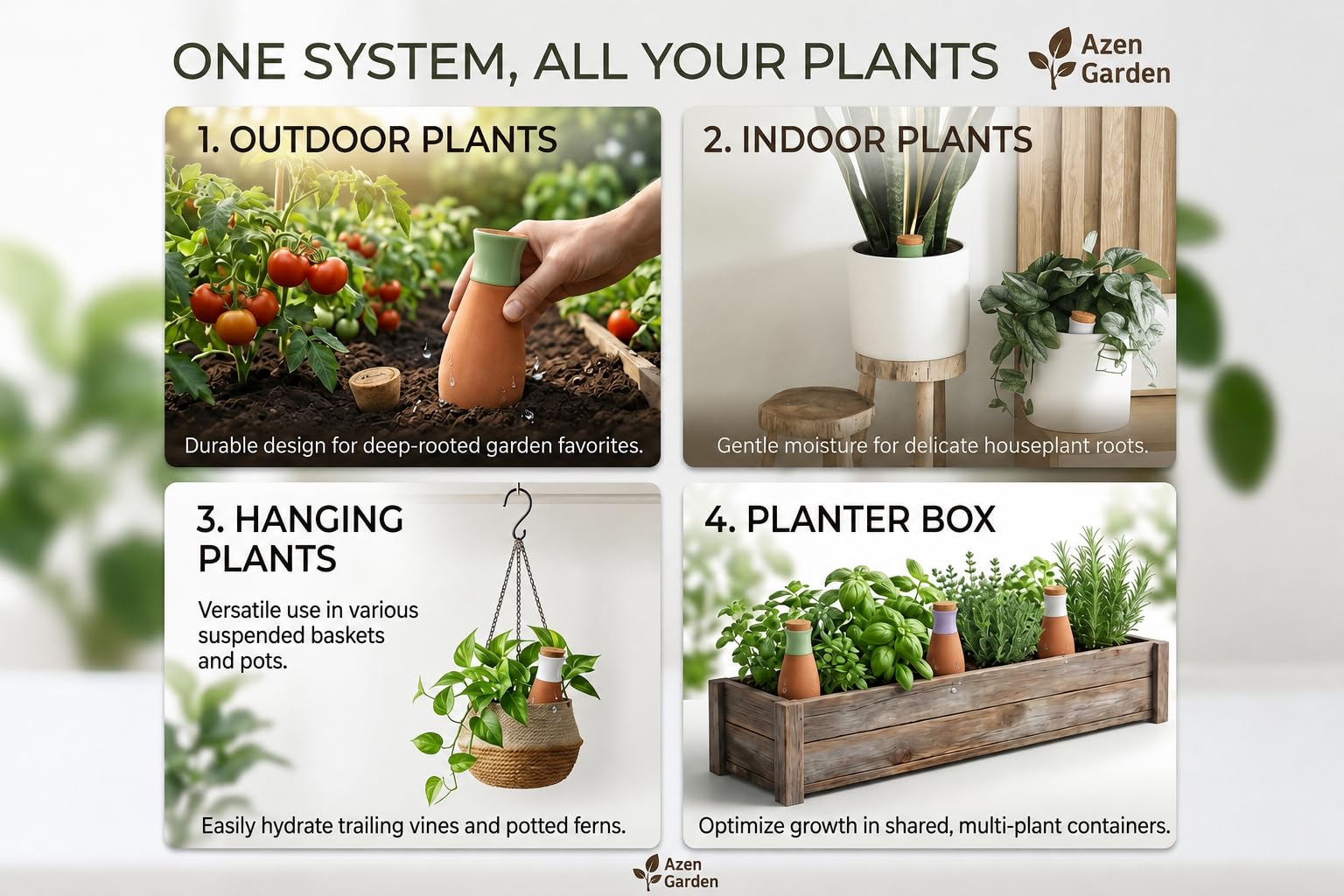 Ollas Lot de 4 globes d'arrosage automatique pour plantes d'intérieur et d'extérieur en terre cuite avec système de remplissage facile Violet