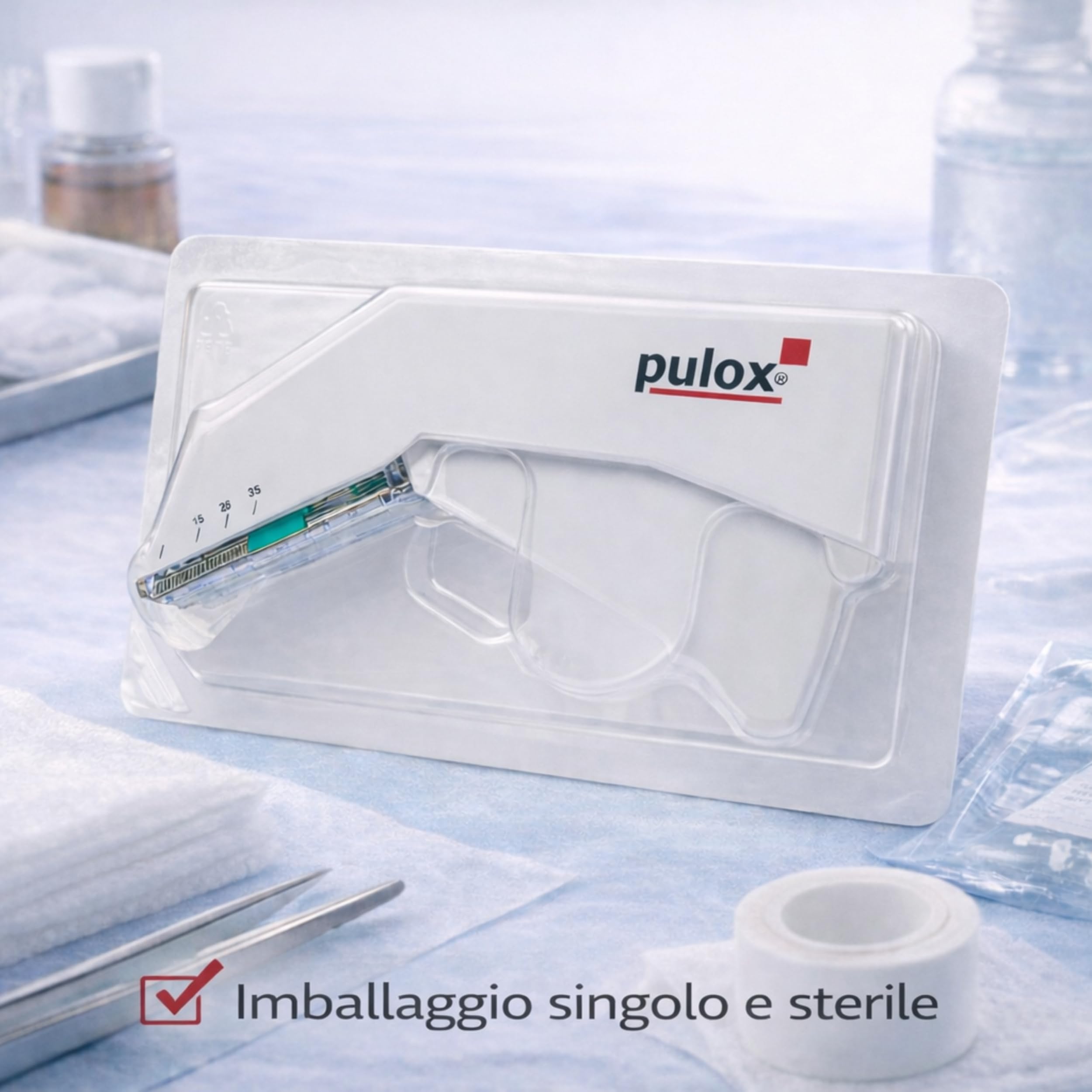 10x Pulox Cucitrice cutanea sterile monouso con 35 graffette - Suturatrice mediche per la pelle