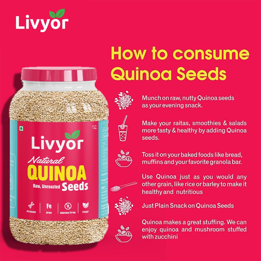 Buy Now Livyor White Quinoa Seeds For Eating - 1Kg | Gluten-Free | H...