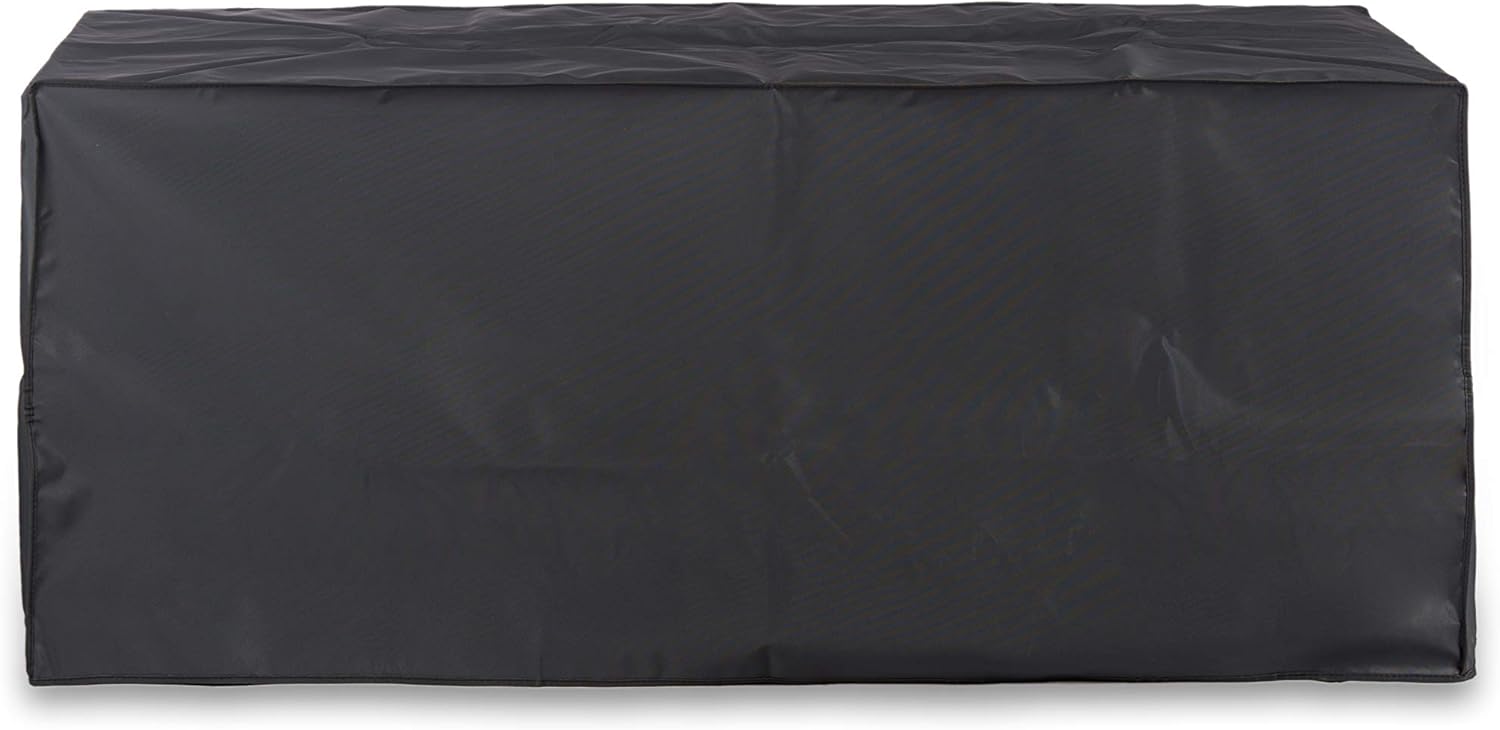 52" Classic Black and Grey Rectangle Propane Fire Pit Table, Easy to Operate Electrical Ignition - Fire Glass, Lid, and Cover Included