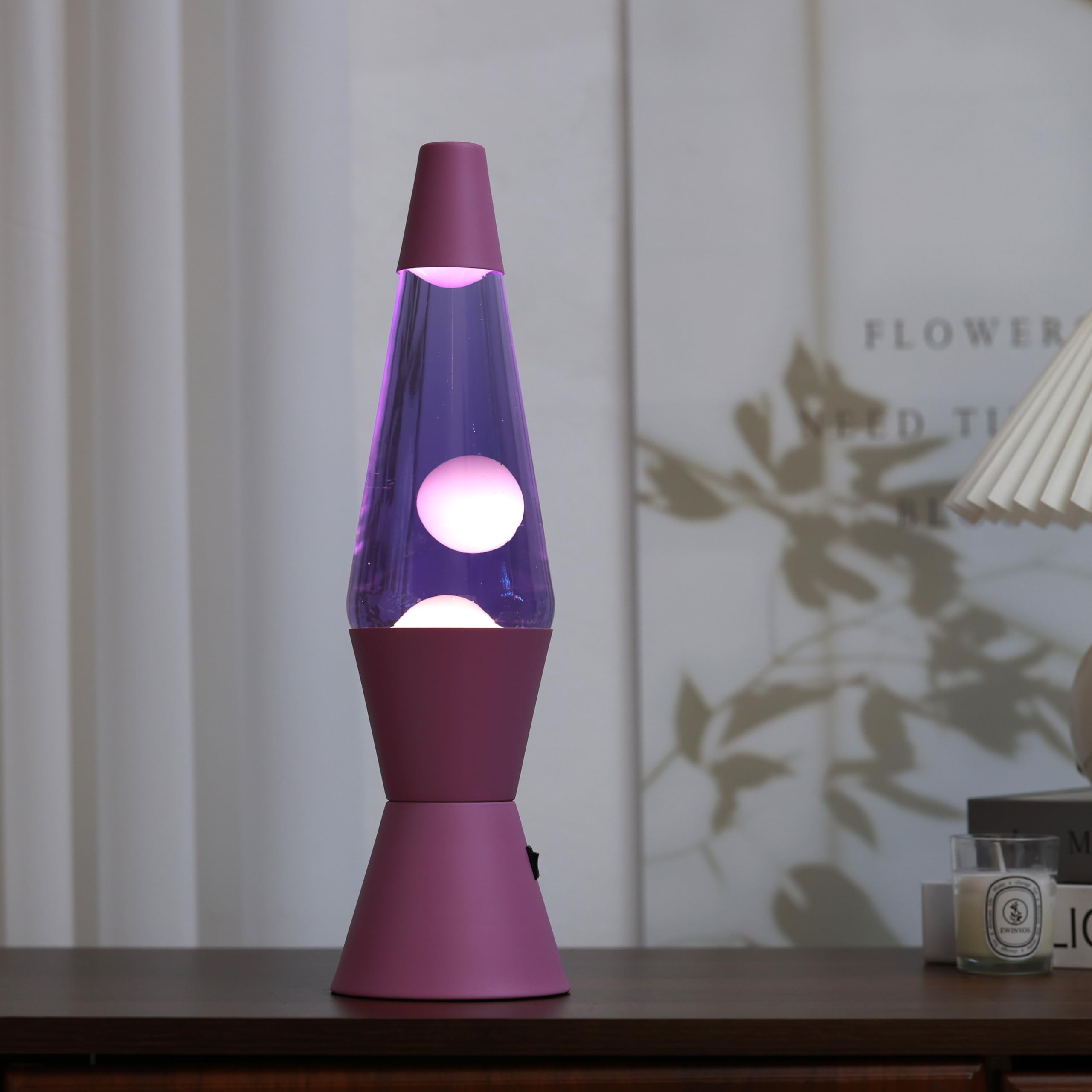 I-TOTAL® - LED-Lavalampe – Modernes Design mit fließendem Blaseneffekt, geringer Energieverbrauch, integriertes LED-Licht, 37 cm (Violetter Sockel, violette Flüssigkeit, weißes Wachs)