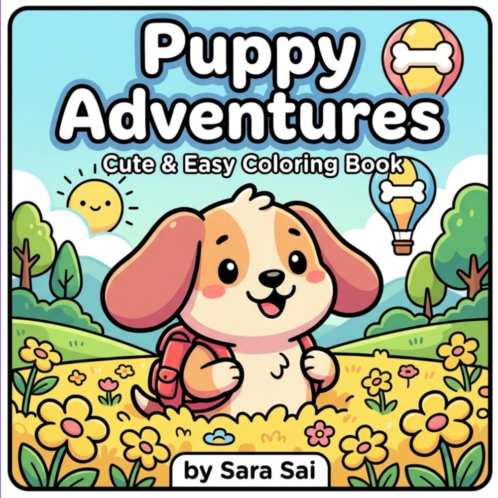 Puppy Adventures: Cute & Easy Coloring Book
