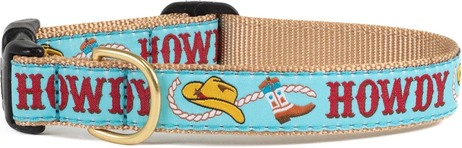 UP COUNTRY Blue Howdy Dog Collar (Medium (12"-18") 1" Width)