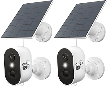 AOSU Wireless Solar-Powered 2K Security Camera with Spotlight and Night Vision