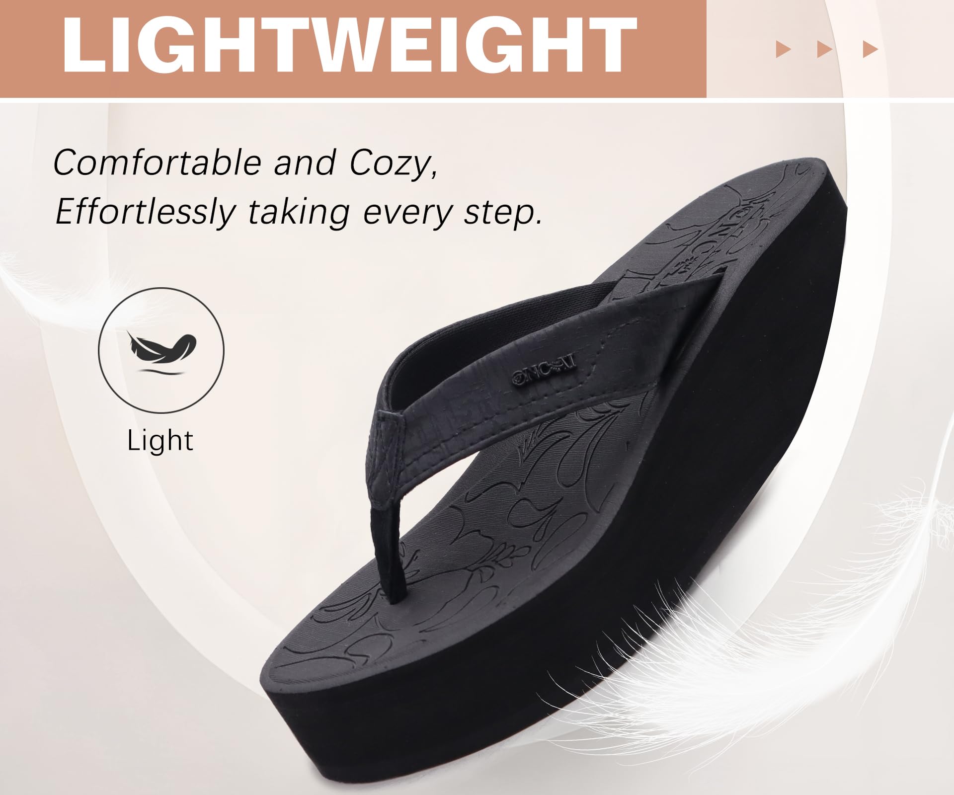 ONCAI Damen Plattform Zehentrenner Keil Sandalen Trendige elegante Frauen Sommer Plateau Sandalien mit bequemen Outdoor Gummisohlen