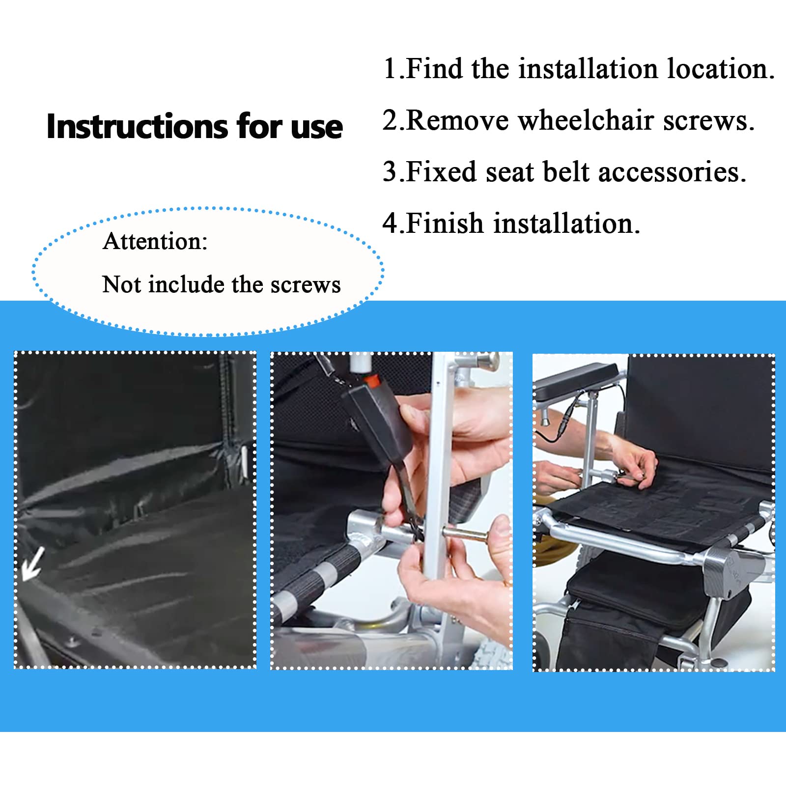 Cinturón de seguridad para silla de ruedas para ancianos, scooters eléctricos anticaídas, correa de repuesto para pacientes discapacitados, liberación rápida ajustable
