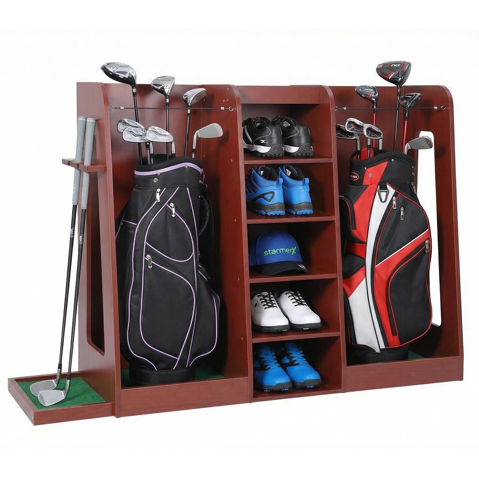 Garvee Organiseur Robuste pour Sacs de Golf – Rangement Bois pour 2 Sacs, Accessoires et Clubs – Idéal Garage, sous-Sol, Maison – Montage Facile
