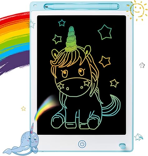 DAFFBOX - Tableta de dibujo LCD de 10 pulgadas para niños de 3 4 5 6 7 8 9 años tabla de dibujo con plantilla juguetes educativos de aprendizaje