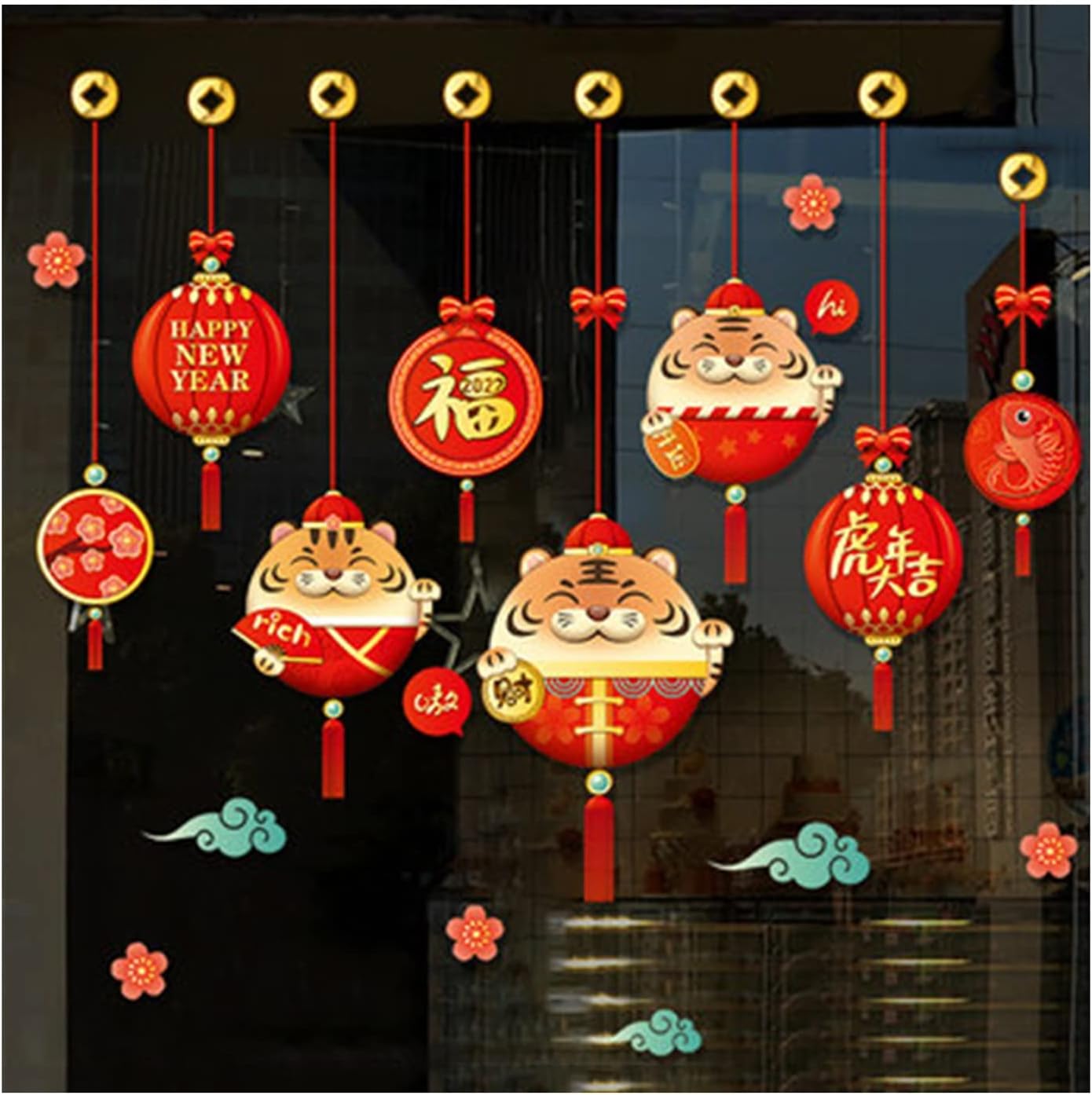 22年正月窓グリル 22年の新年の壁のステッカー ショッピングモールビッグガラスfuキャラクターステッカー Color 1 59x71cm Size Set Sticker Size 最大58 Offクーポン