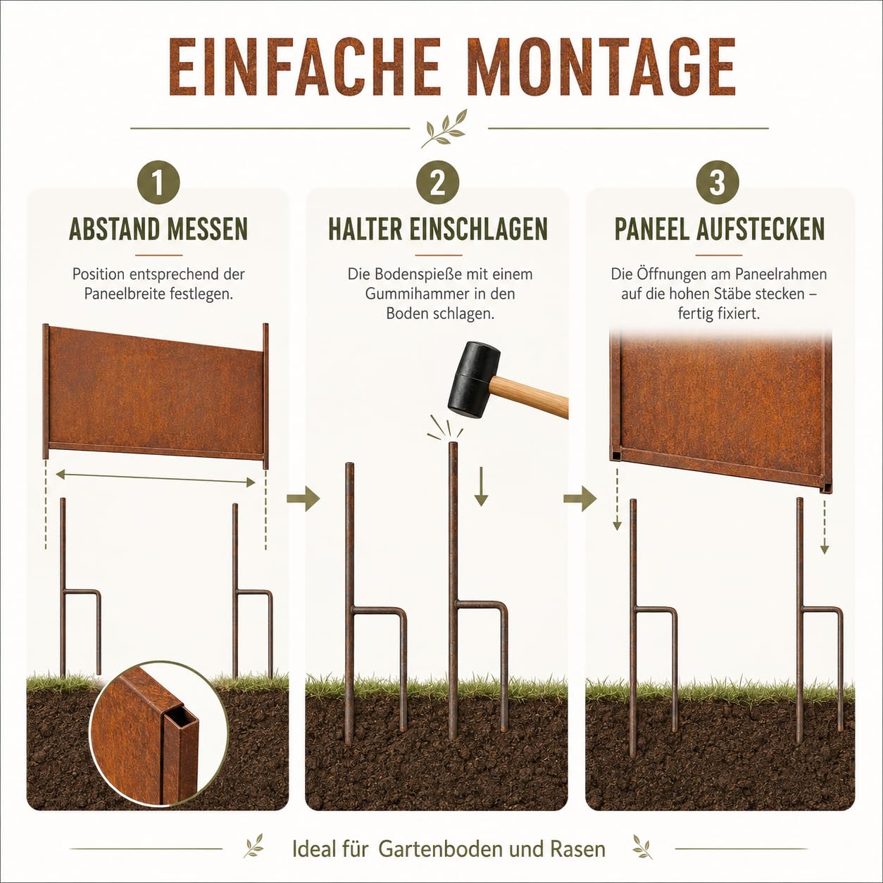 Edelrost Garten Sichtschutz aus Metall Rost Gartenzaun Gartendeko Edelrost Sichtschutzwand 1mm 031506-1 B75*H150cm