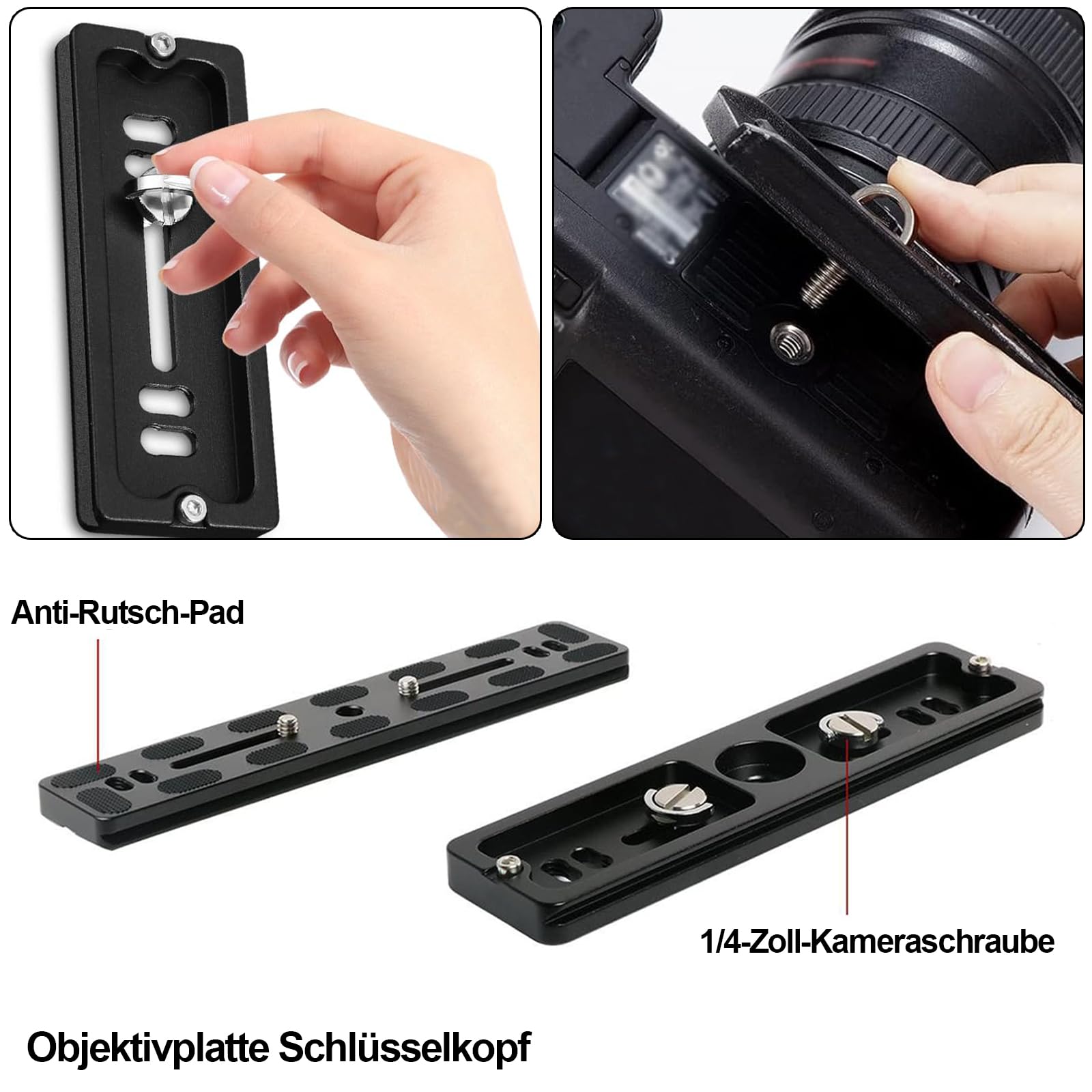 vhbw adattatore con vite da 1/4'' con attacco slitta flash compatibile con Casio fotocamera reflex digitale SLR, 2,5 mm nero, metallo