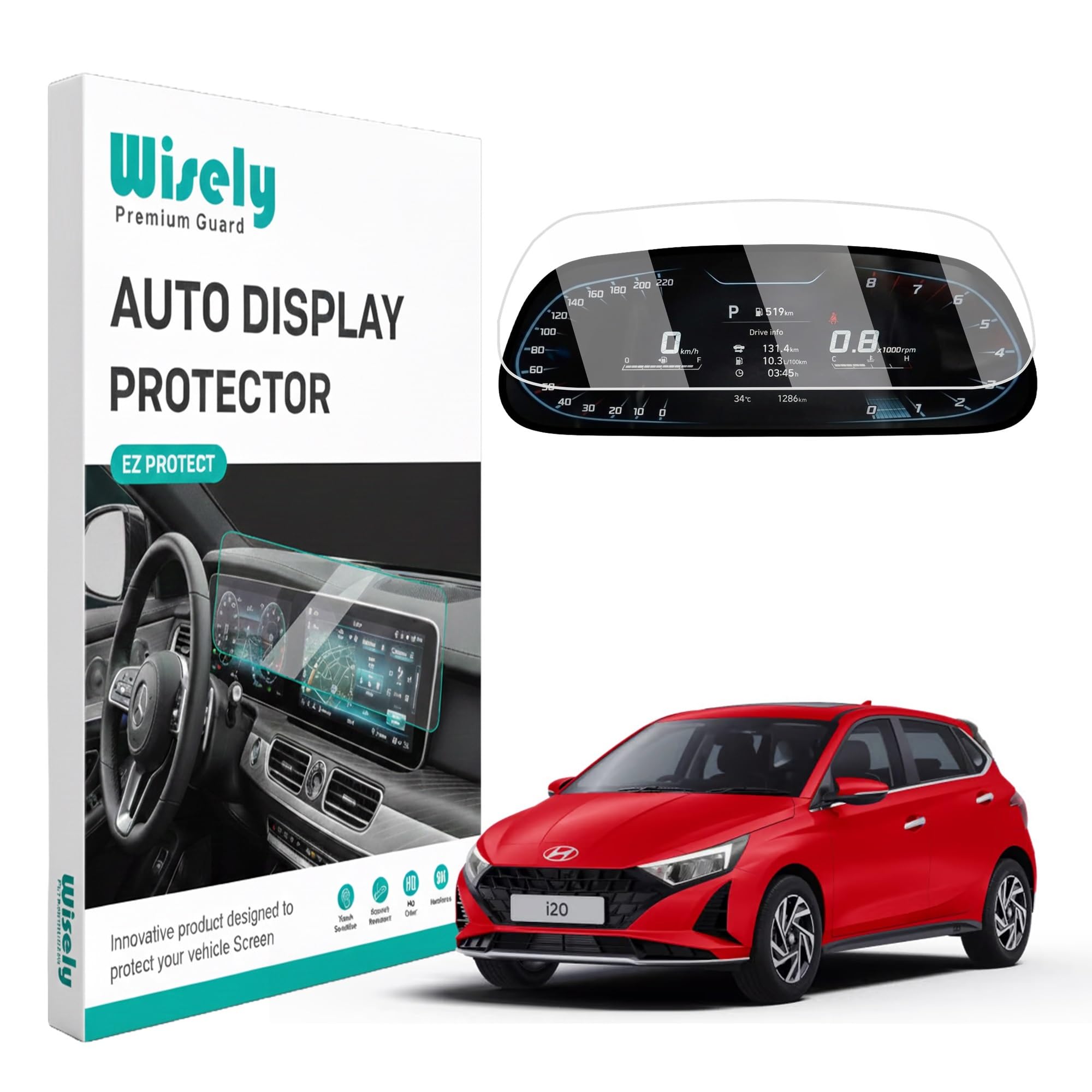 Wisely 2Pcs - Screen Guard for HYUNDAI i20 N-LINE (2024-2026+) Car 10-Inch Display Infotainment System + Instrument Cluster Meter Protector - Stereo Accessories - Touch Responsive - HD Clear — Amazon image 9