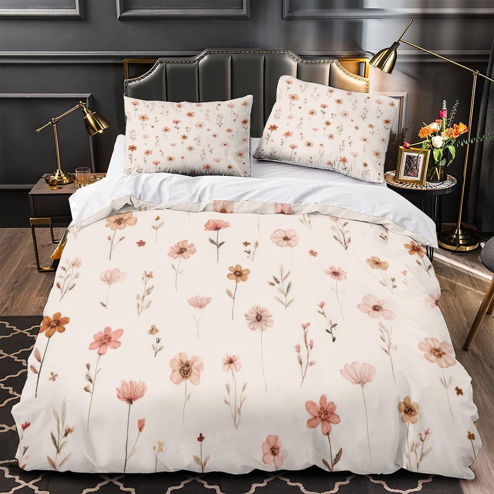 Parure de lit microfibre fleurie 200x200cm douceur enveloppante pour des nuits de rêve sereines