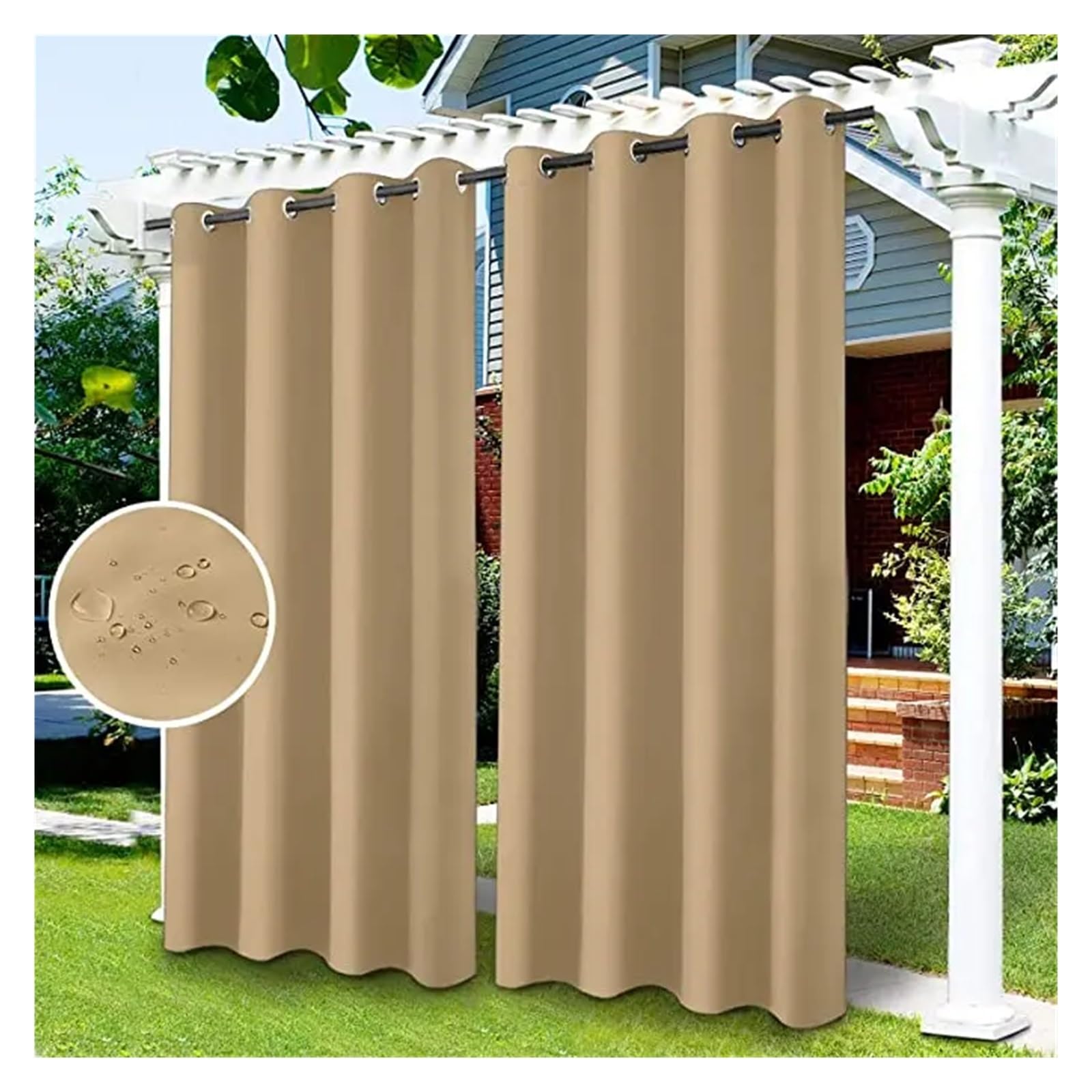 Zymjzbetic Pergola Curtain Outdoor Curtains Waterproof Garden Exterior Curtain Sunlight Blackout For Patio Porch Pergola Covered Terrace Gazebo(Yellow,1PCS_W52XH84IN-132X213CM)