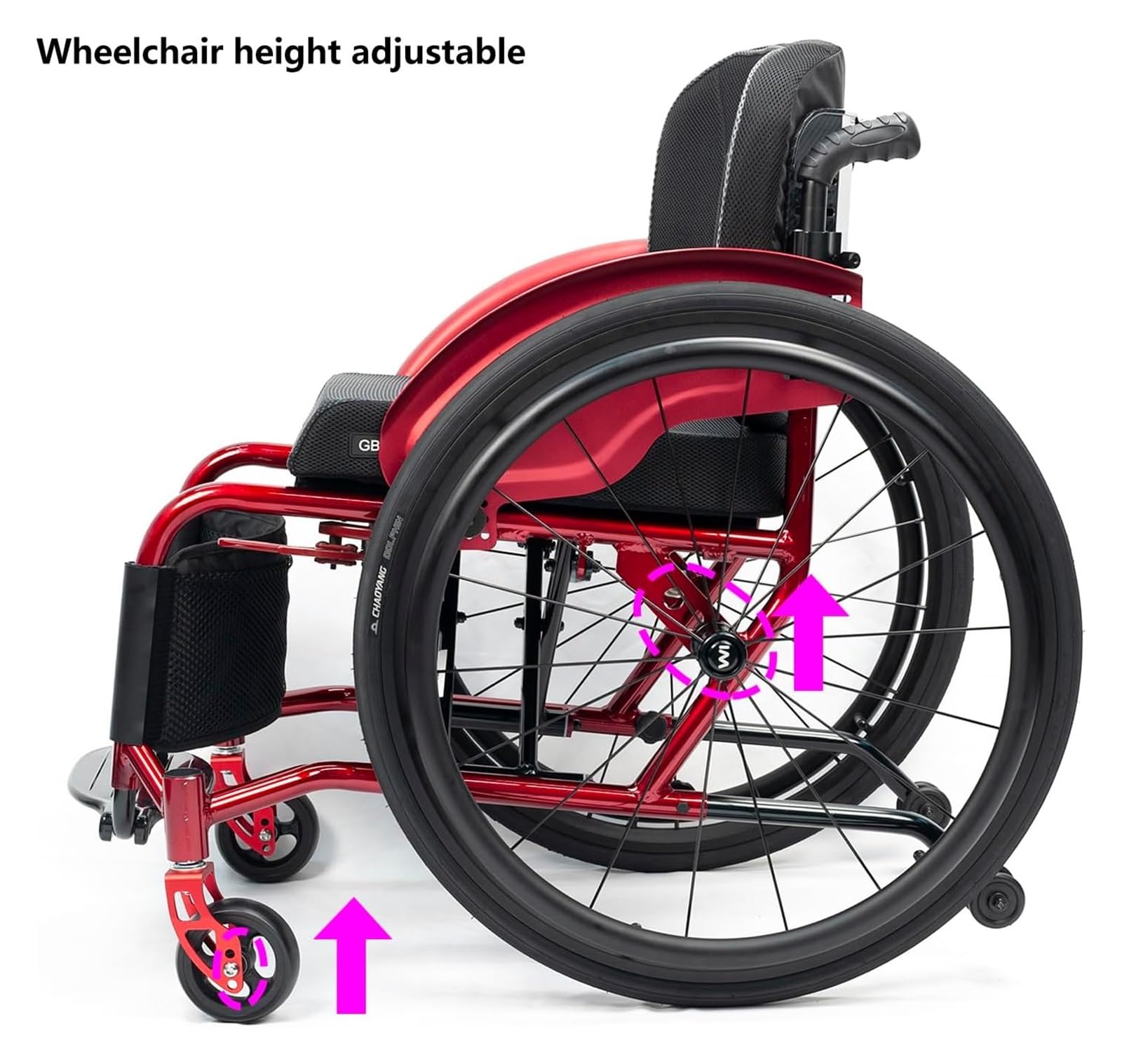 Silla de ruedas portátil de transporte, plegable, ultraligera, deportiva, deportiva, deportiva y de ocio, silla de ruedas manual de aleación de aluminio autopropulsada (rojo A, ancho del asiento: 36